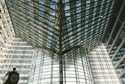 黑色金属框架玻璃屋顶
